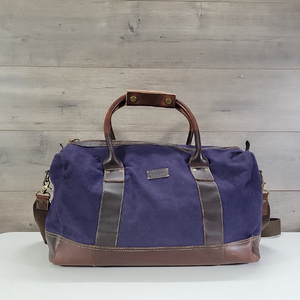 Men's Cole Haan Navy Canvas & Brown Leather Weekender Duffel Bag